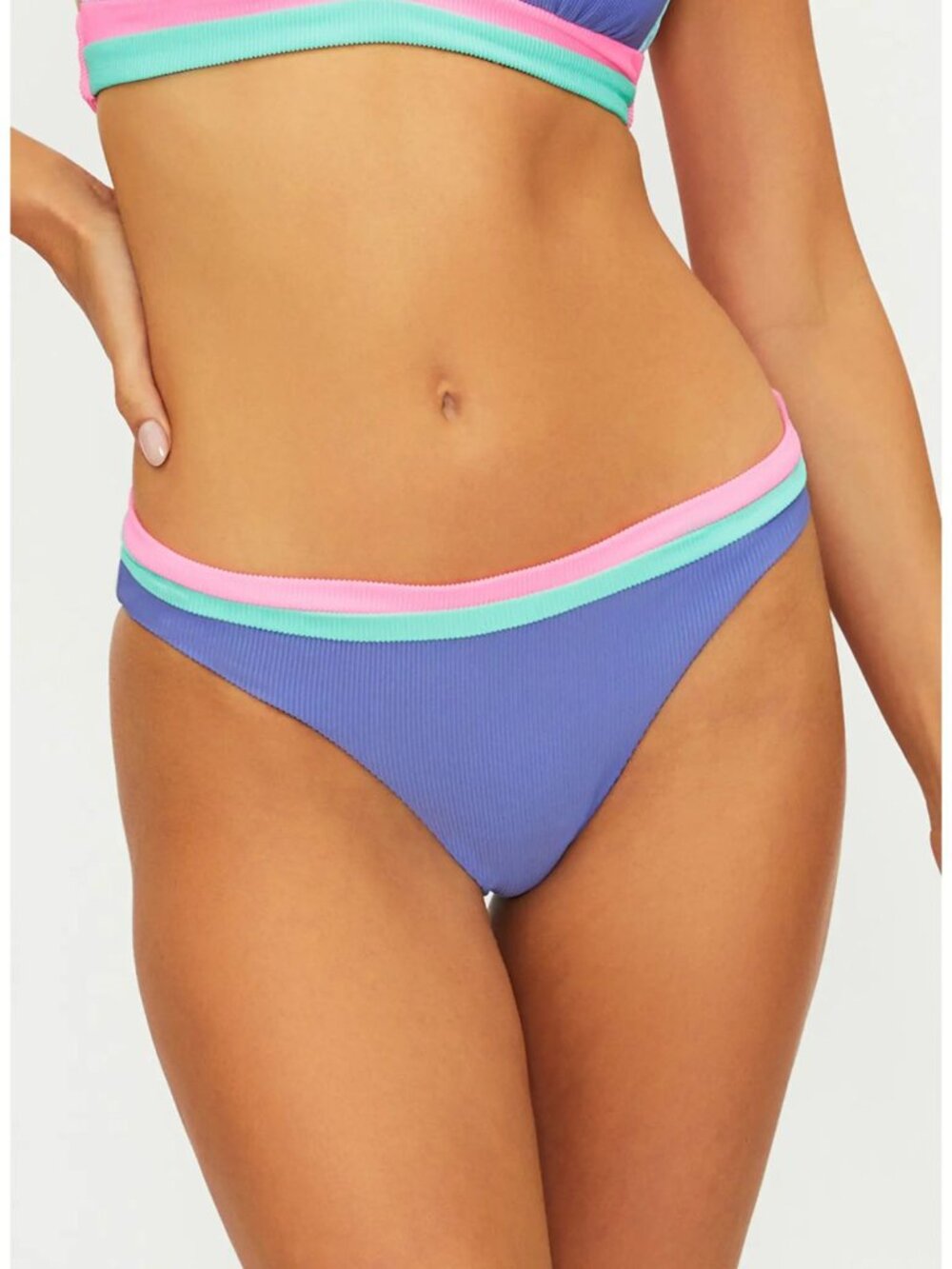 New! Beach Riot Saffron Ribbed Colorblock Low Rise Bikini Bottoms M 34171